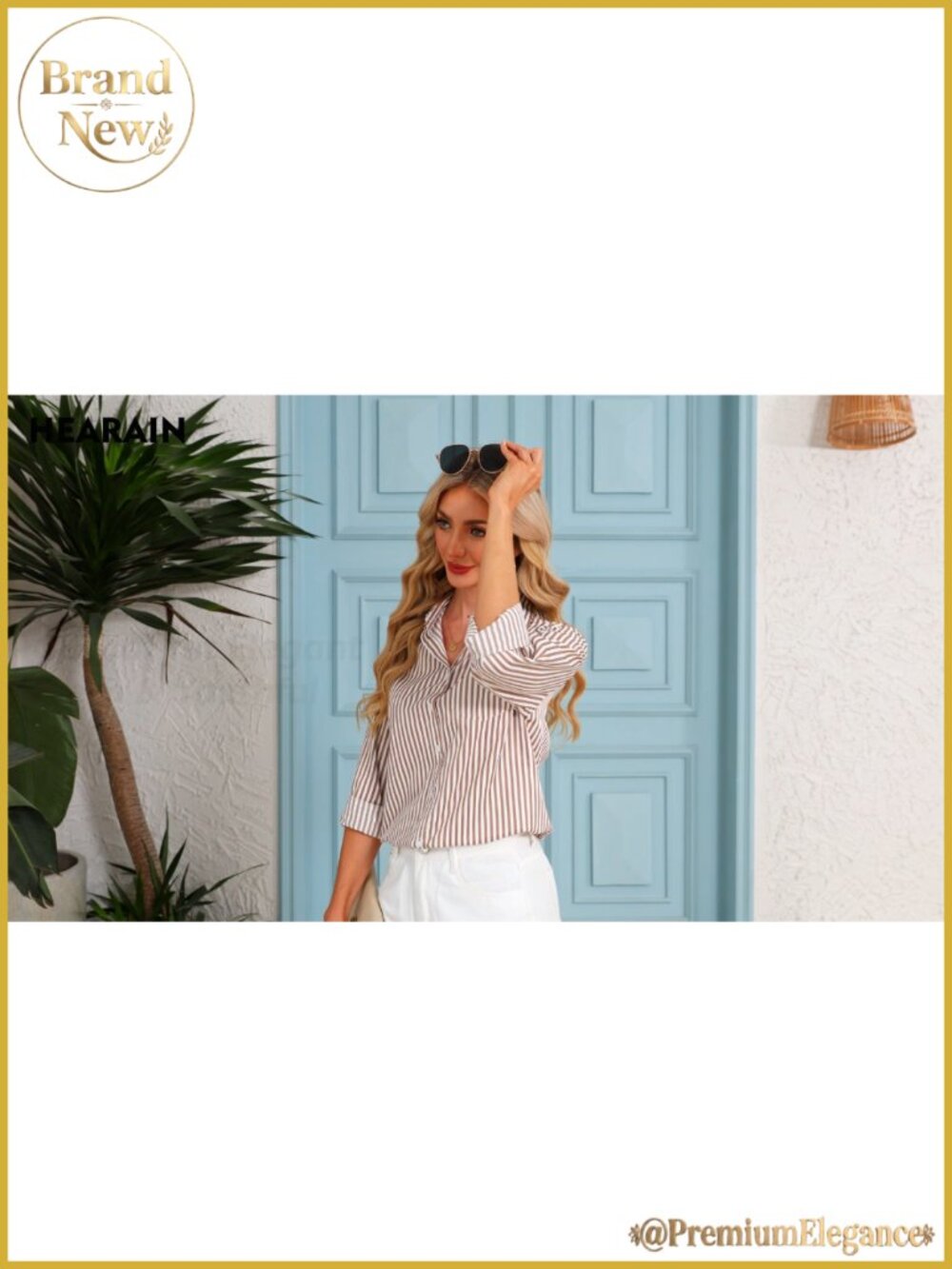 Women's Super Soft Striped V-Neck Button Down Blouse Long Sleeve Work Shirt - Picture 5 of 6